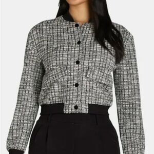 Gray and Black Tailored Bomber Jacket with High Collar size S
